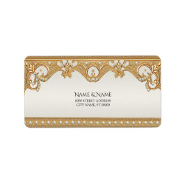 金ゴールド華美ホワイトパール差出人住所ラベル ラベル