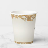 金ゴールド華美ホワイトパール紙カップ 紙コップ (正面)