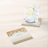 金ゴールド華美ホワイトパール紙コースター スクエアペーパーコースター (インサイチュ)