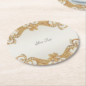 金ゴールド華美ホワイトパール紙コースター ラウンドペーパーコースター (アングル)