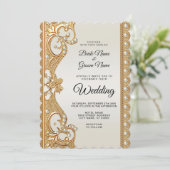 金ゴールド華美ホワイトパール結婚式招待状 招待状 (スタンド正面)
