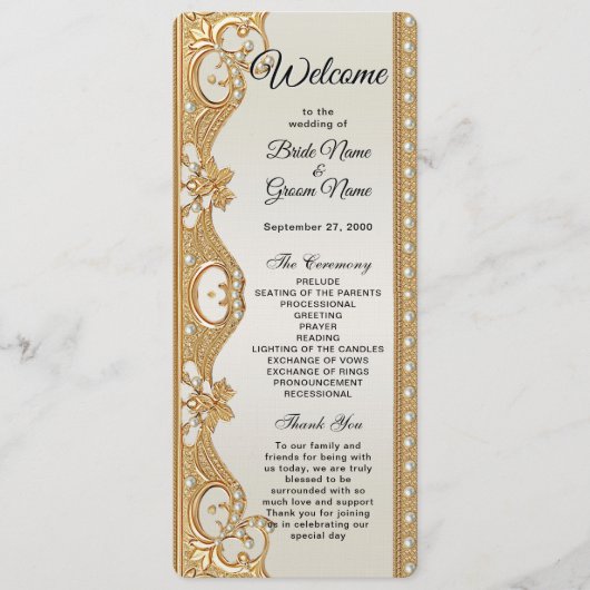 金ゴールド華美ホワイトパール結婚式 プログラム