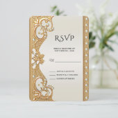 金ゴールド華美ホワイトパールRSVPカード 出欠カード (スタンド正面)
