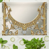 金ゴールド華美ホワイトフローラキッチンタオル キッチンタオル (折り畳み)