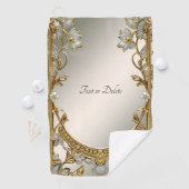 金ゴールド華美ホワイトフローラゴルフタオル ゴルフタオル (インサイチュ)