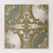 金ゴールド華美ホワイトフローラジグソーパズル ジグソーパズル (縦)