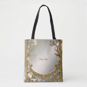 金ゴールド華美ホワイトフローラトートバッグ トートバッグ (正面)
