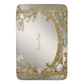 金ゴールド華美ホワイトフローラバスマット バスマット (正面縦)