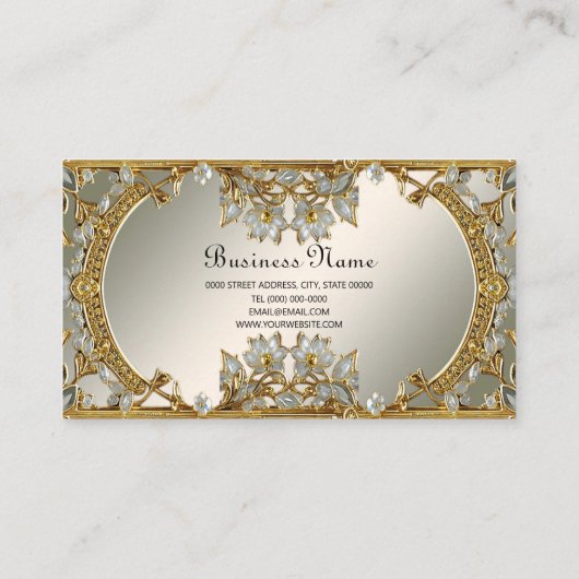 金ゴールド華美ホワイトフローラ名刺 名刺 (裏面)