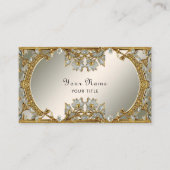 金ゴールド華美ホワイトフローラ名刺 名刺 (正面)