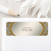 金ゴールド華美ホワイトフローラ差出人住所ラベル ラベル (インサイチュ)