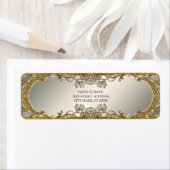 金ゴールド華美ホワイトフローラ差出人住所ラベル ラベル (インサイチュ)