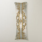 金ゴールド華美ホワイトフローラ抱き枕 ボディピロー (正面縦)