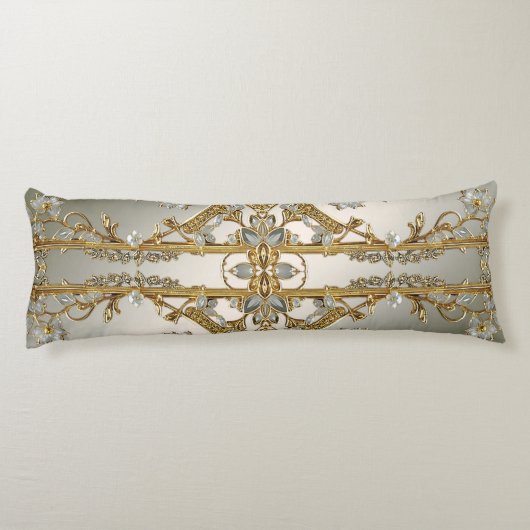 金ゴールド華美ホワイトフローラ抱き枕 ボディピロー (裏面)