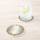 金ゴールド華美ホワイトフローラ砂岩コースター コースター (側面)