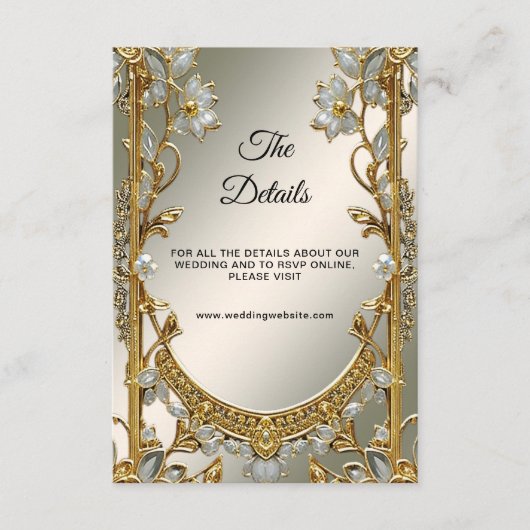 金ゴールド華美ホワイトフローラ詳細エンクロージャカード エンクロージャーカード (正面)