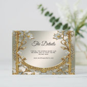 金ゴールド華美ホワイトフローラ詳細エンクロージャカード エンクロージャーカード (スタンド正面)