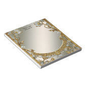 金ゴールド華美ホワイトメモ帳 ノートパッド (アングル)