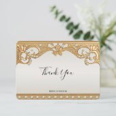 金ゴールド華美ホワイト真珠サンキューカード サンキューカード (スタンド正面)