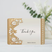金ゴールド華美ホワイト真珠サンキューカード サンキューカード (スタンド正面)