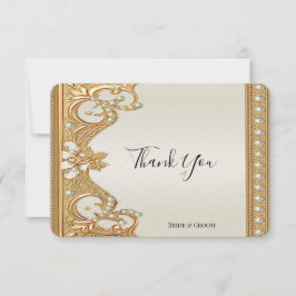 金ゴールド華美ホワイト真珠サンキューカード サンキューカード