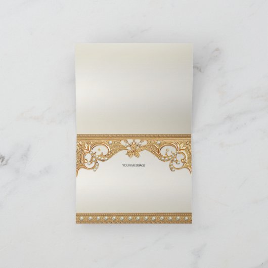 金ゴールド華美ホワイト真珠サンキューカード サンキューカード (内部)