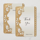 金ゴールド華美ホワイト真珠サンキューカード サンキューカード (正面/裏面)