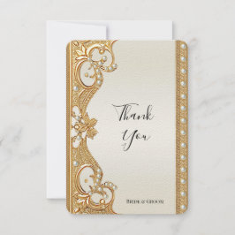 金ゴールド華美ホワイト真珠サンキューカード サンキューカード