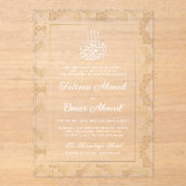 金ゴールド華美ムスリム結婚の アクリル招待状 (正面)