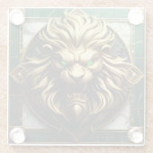 金ゴールド華美ライオンのディテール ガラスコースター (裏面)