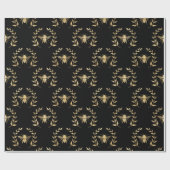 金ゴールド華美ヴィンテージビーエンブレムオーバーレイ ラッピングペーパー (フラット)