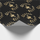 金ゴールド華美ヴィンテージビーエンブレムオーバーレイ ラッピングペーパー (角)