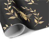 金ゴールド華美ヴィンテージビーエンブレムオーバーレイ ラッピングペーパー (ロールコーナー)