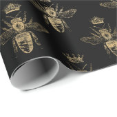 金ゴールド華美ヴィンテージビー模様オーバーレイ ラッピングペーパー (ロールコーナー)