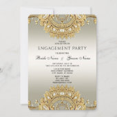 金ゴールド華美婚約招待状 招待状 (正面)