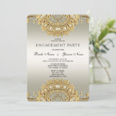 金ゴールド華美婚約招待状 招待状 (スタンド正面)
