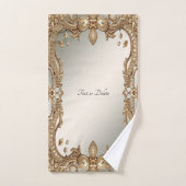 金ゴールド華美枠タオルセット バスタオルセット (ハンドタオル)