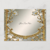 金ゴールド華美白フローラはがき ポストカード (正面)