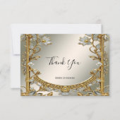 金ゴールド華美白フローラサンキューカード サンキューカード (正面)