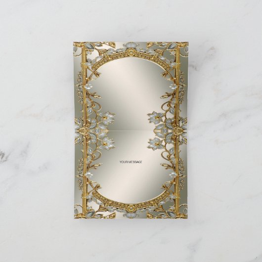 金ゴールド華美白フローラサンキューカード サンキューカード (内部)