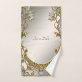 金ゴールド華美白フローラタオル一式 バスタオルセット (ハンドタオル)