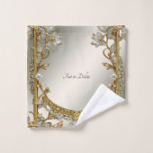 金ゴールド華美白フローラタオル一式 バスタオルセット (ウォッシュタオル)