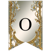 金ゴールド華美白フローラバンティング国旗 バンティングフラッグ (第2の旗)