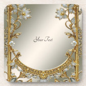 金ゴールド華美白フローラ懸命プラスチック塗装機 コースター (正面)