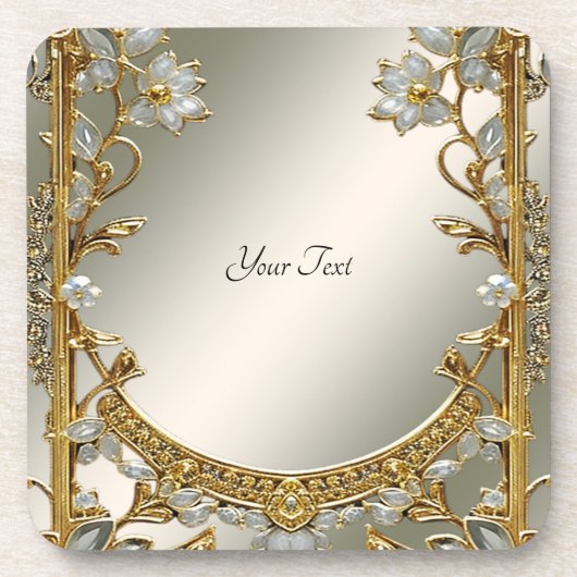 金ゴールド華美白フローラ懸命プラスチック塗装機 コースター (正面)