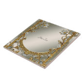 金ゴールド華美白色フローラセラミックタイル タイル (側面)