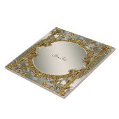 金ゴールド華美白色フローラセラミックタイル タイル (側面)