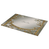金ゴールド華美白色フローラ切断板 カッティングボード (角)