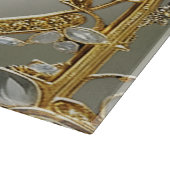金ゴールド華美白色フローラ切断板 カッティングボード (角)