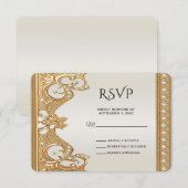 金ゴールド華美真珠ホワイトRSVPカード 出欠カード (正面/裏面)